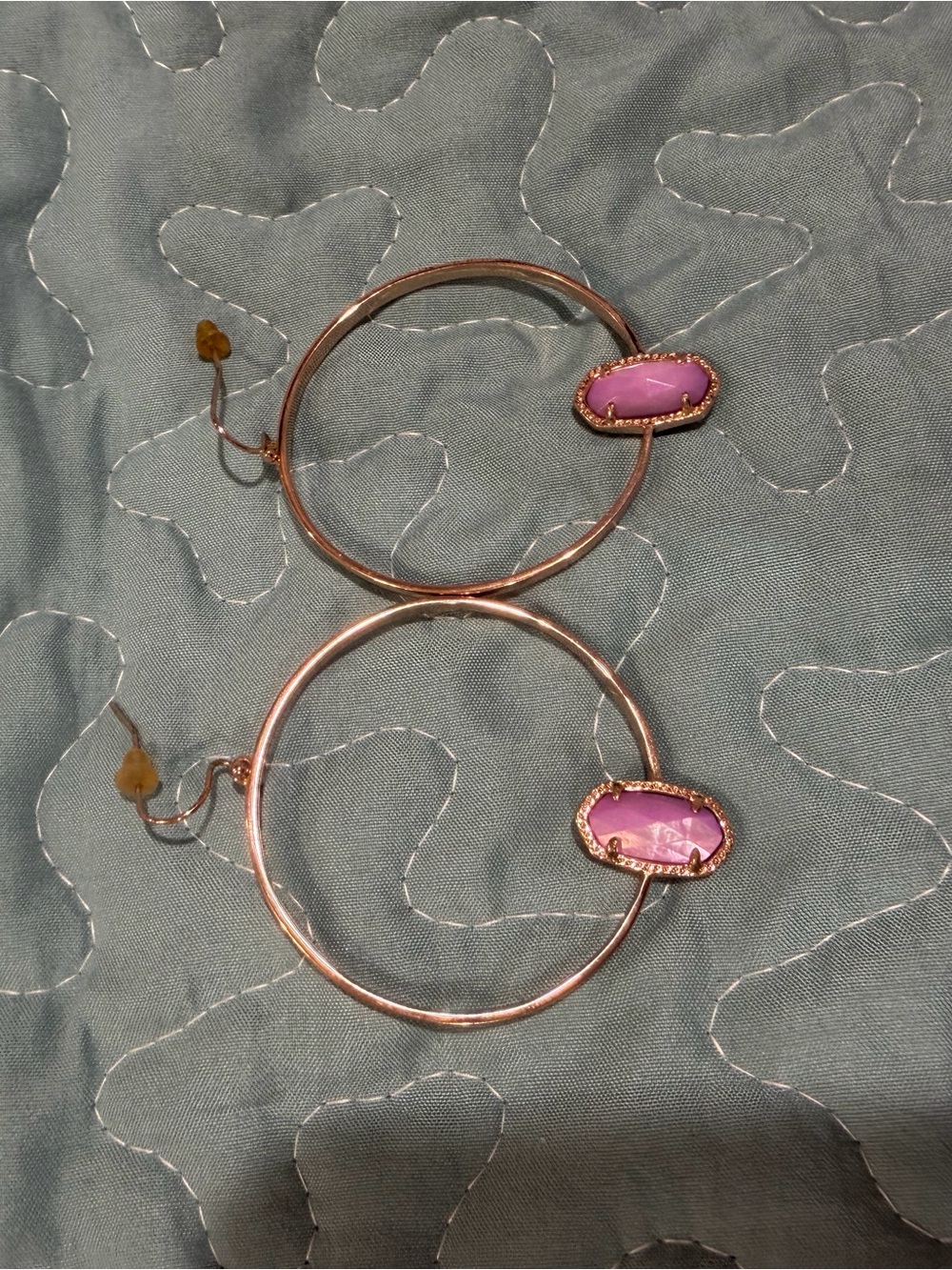 Kendra Scott Rose Gold Hoop Earrings with Pink Stone